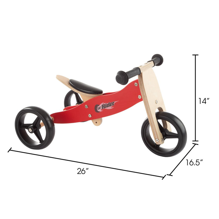 2-in-1 Wooden Balance Bike Push Tricycle Rubber Wheels Easy Grip Handles 12-36M Image 2