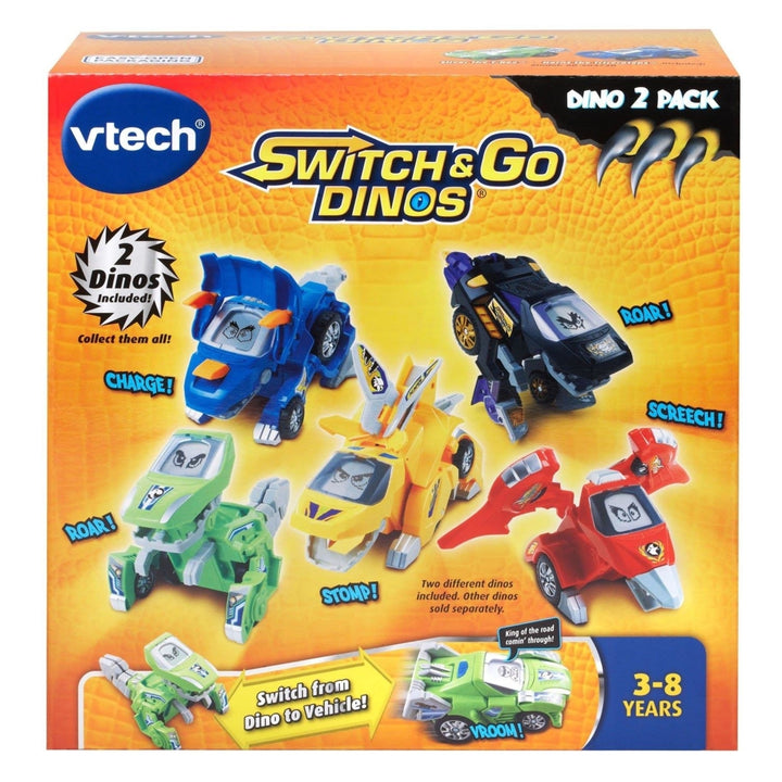 Switch and Go Dinos 2-Pack Dinosaur Blue Triceratops Green T-Rex Vtech Image 4