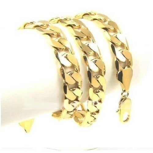 Yellow Gold Filled  Mens necklace Solid Curb Link Chain24 inches Image 2