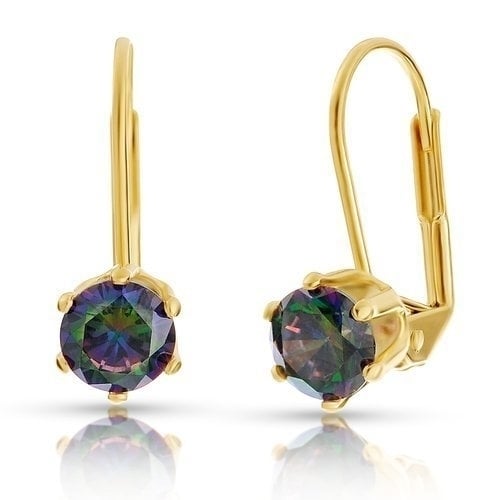 18K Yellow Gold Filled Mystic Topaz Lever-back Earrings Image 2
