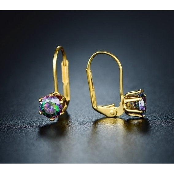 18K Yellow Gold Filled Mystic Topaz Lever-back Earrings Image 1
