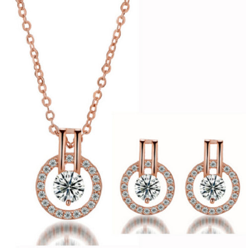 18K Rose Gold Filled Necklace/Earring Bijouterie Sets Image 1