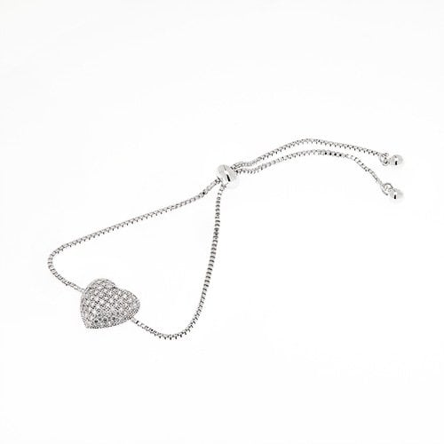 Silver Plated Heart Adjustable Bracelet Image 1