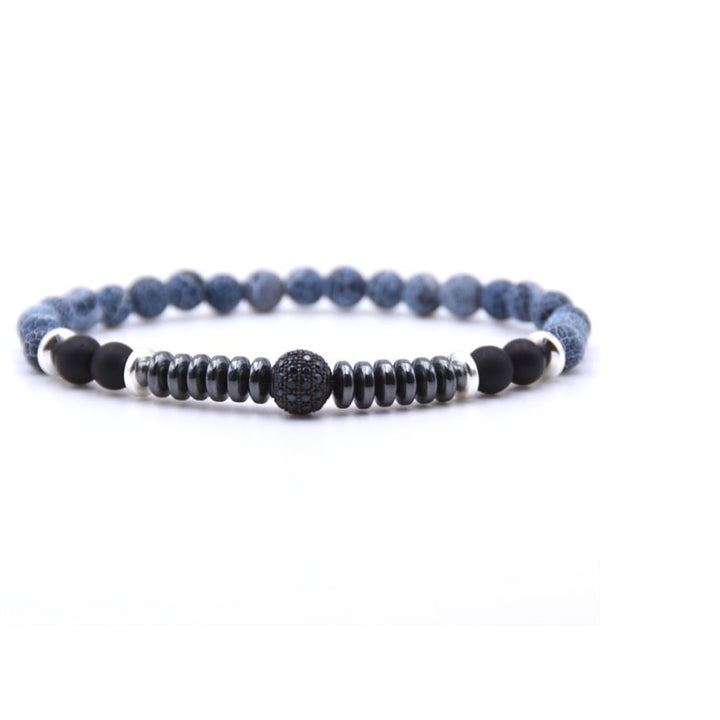 Micro Pave CZ Zirconia Black ball Charm Bracelet Men Dull Polish Matte Stone Bead Bracelet Image 1