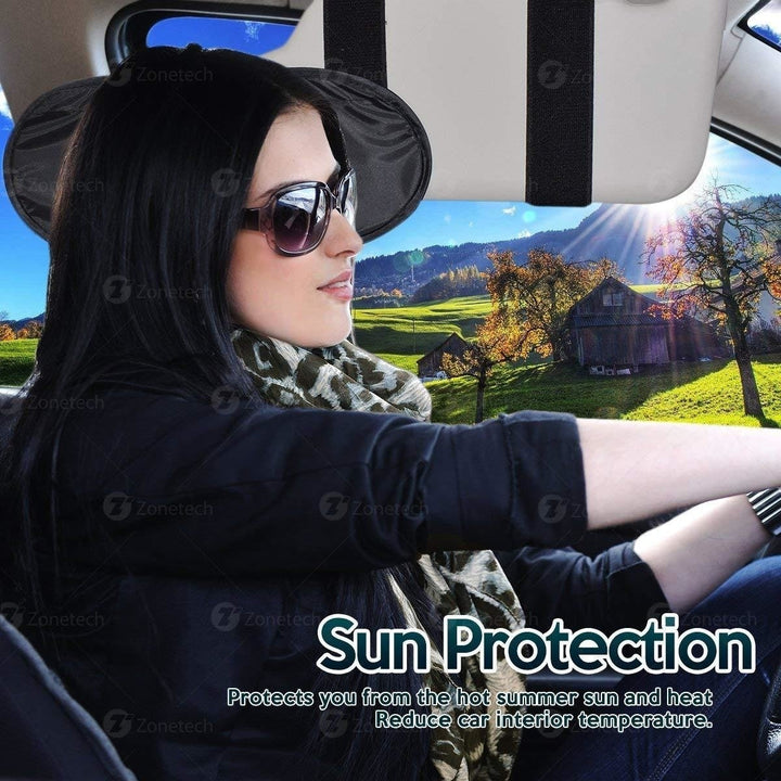 Zone Tech Black Anti Glare Windshield Car Visor Extender Strap SunShade Blockers Image 6