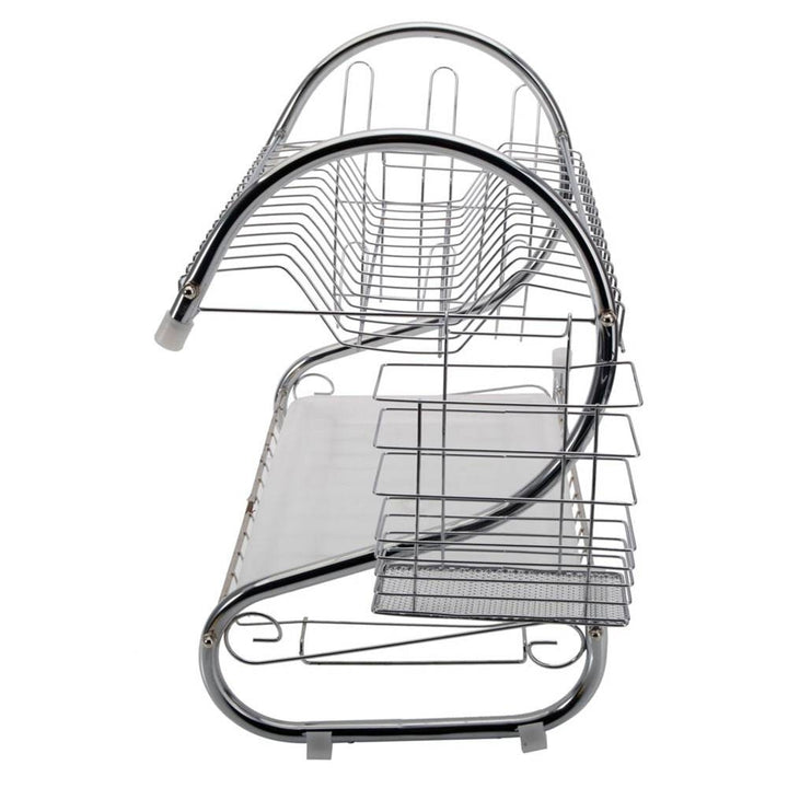 2 Tiers Kitchen Dish Cup Drying Rack Drainer Dryer Tray Cutlery Holder Organizer Image 4