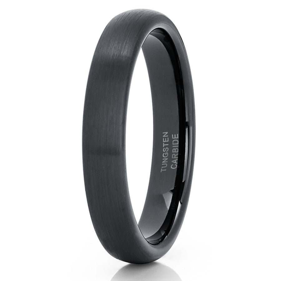 4mm Black Tungsten Wedding Band 4mm Tungsten Carbide Ring Anniversary Ring Men and Women Comfort Fit Ring Image 1