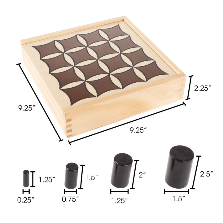 Wooden 3D Tic Tac Toe Game Board 2 Player Portable Family Fun Natural Finish Image 2