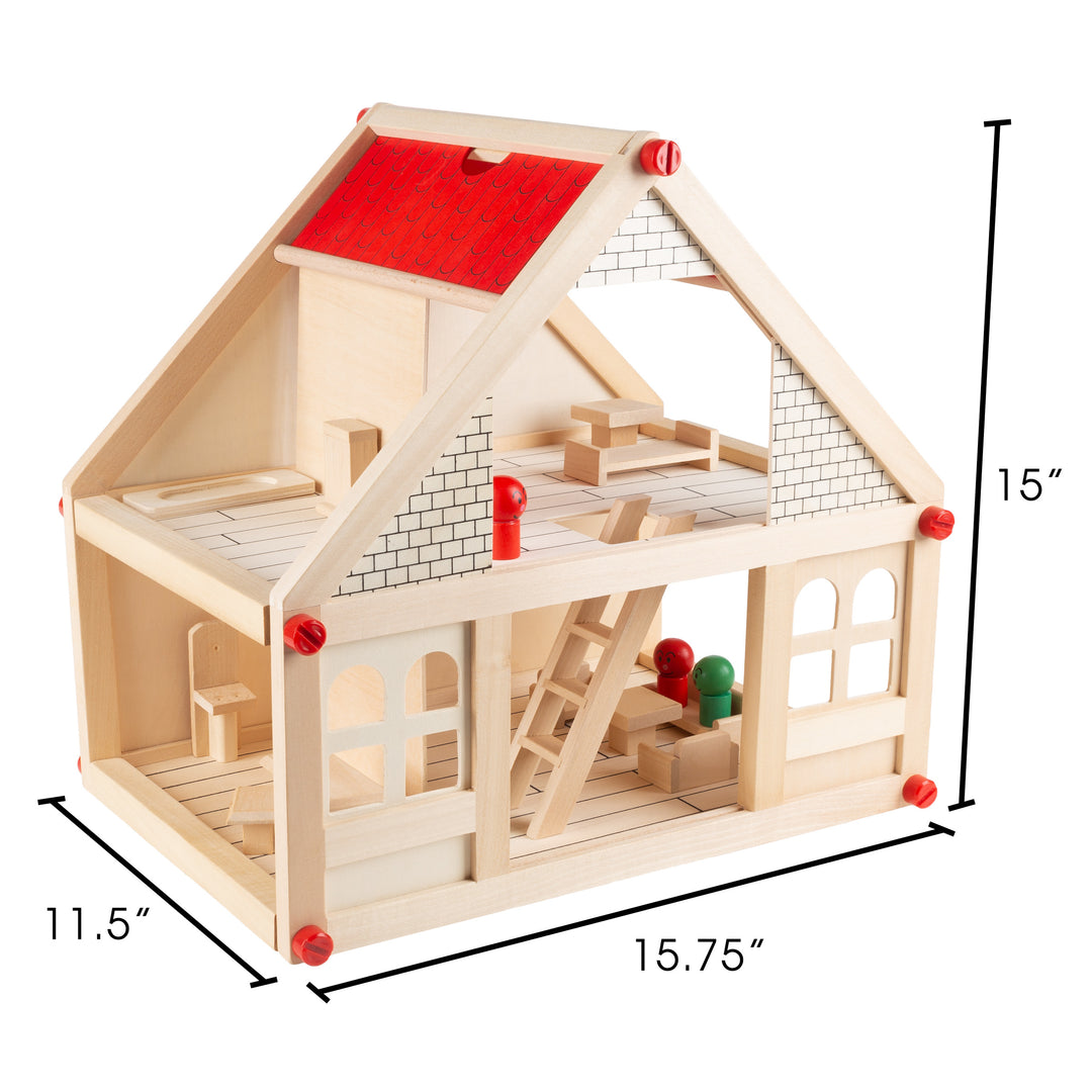 Dollhouse for Kids 2 Story Wooden Playset with Furniture Accessories Plywood Image 3