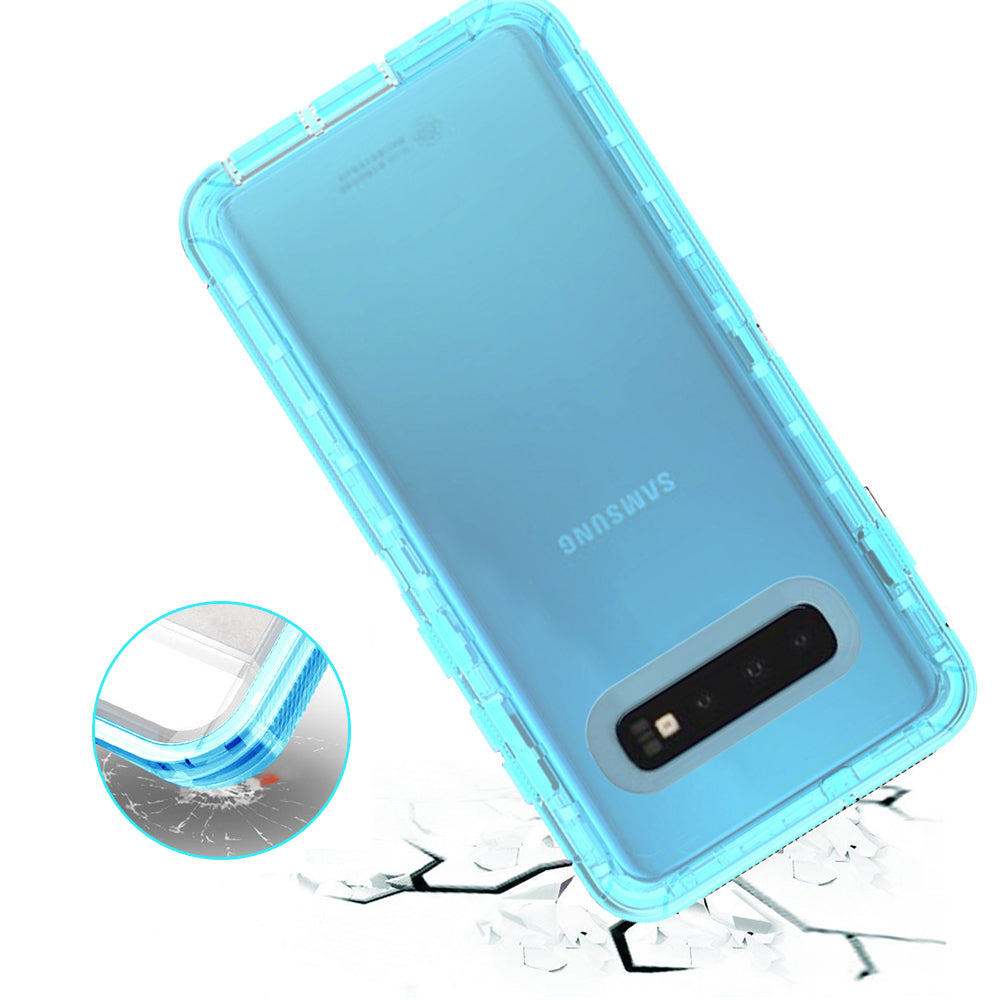 Samsung Galaxy S10 Plus Hybrid Case Blue Transparent Defender Armor with Clip Image 6