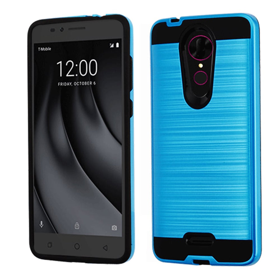 Coolpad RevvL Plus Tough Case Cover Blue Shockproof Hybrid Metal Brushed Image 1