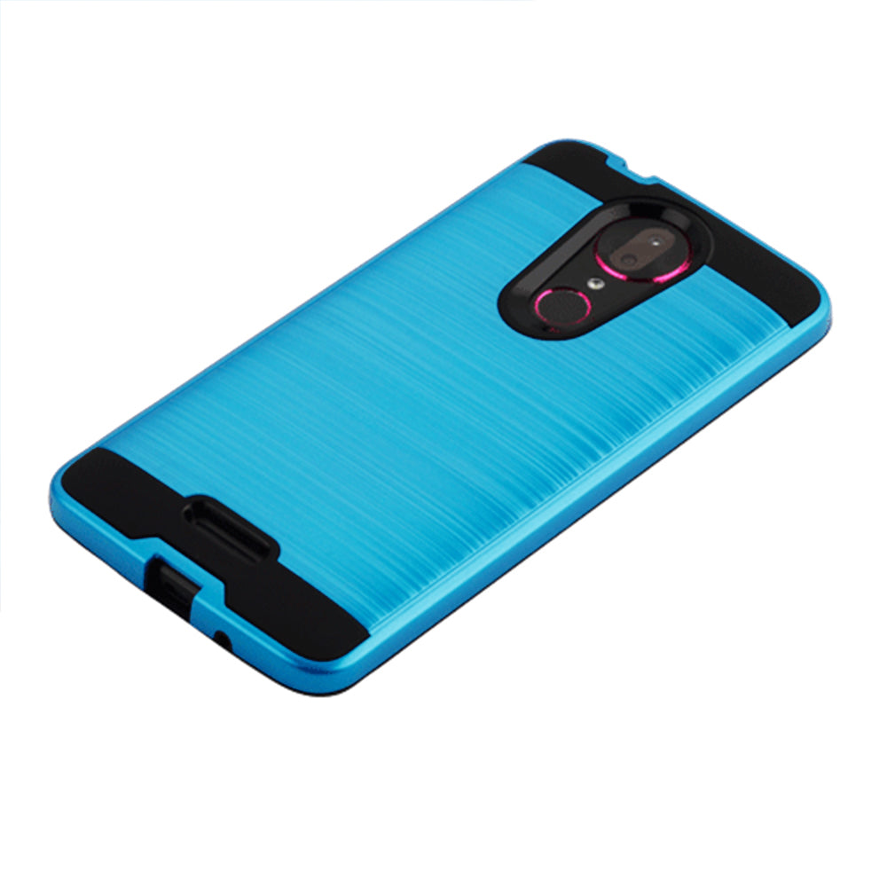 Coolpad RevvL Plus Tough Case Cover Blue Shockproof Hybrid Metal Brushed Image 3