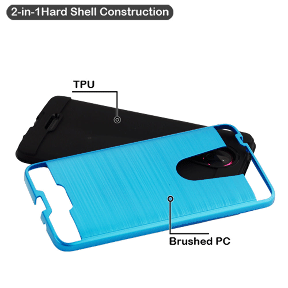 Coolpad RevvL Plus Tough Case Cover Blue Shockproof Hybrid Metal Brushed Image 4