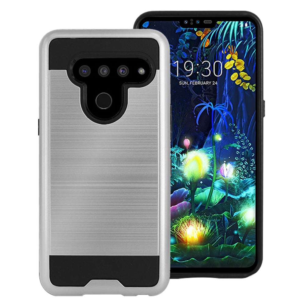 LG V50 ThinQ Tough Case Cover Black Shockproof Hybrid Metal Brushed Protection Image 1