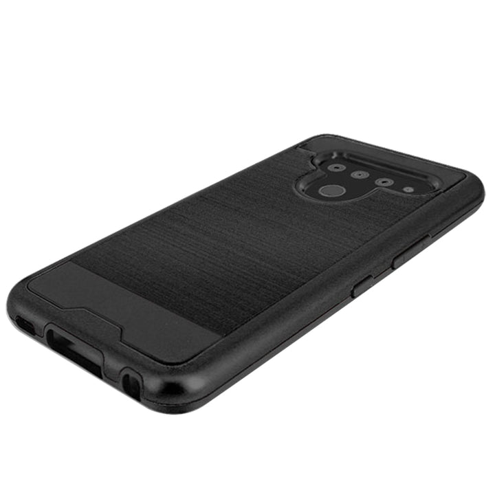 LG V50 ThinQ Hybrid Metal Brushed Shockproof Tough Case Cover Black Image 6