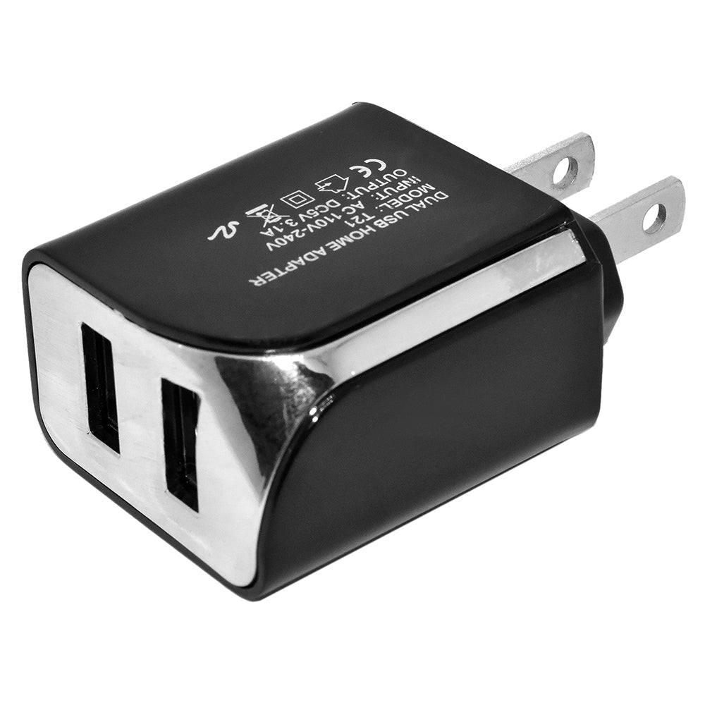 Universal Travel USB Wall Charger 2 Port 3.1A Black Compact Adapter Image 4