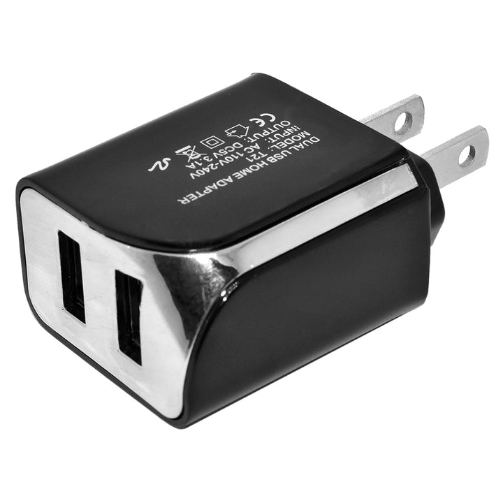 Universal Travel USB Wall Charger 2 Port 3.1A Black Compact Adapter Image 4