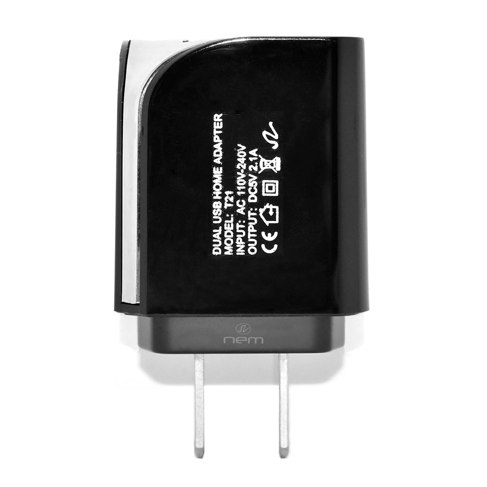 Universal Travel Charger Adapter Dual USB Ports with 5ft Micro USB Cable Black Image 4