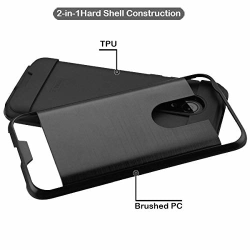 Alcatel Revvl 2 / 5052 Hybrid Metal Brushed Shockproof Tough Case Cover Black Image 7