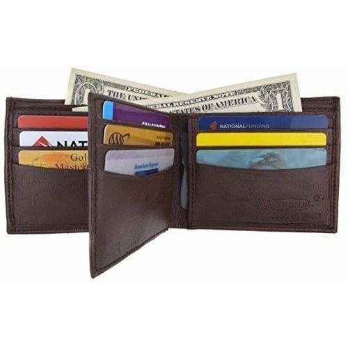 Bifold Mens Genuine Leather Center Flap Multi Card Holder Wallet Image 1