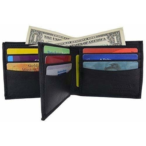 Bifold Mens Genuine Leather Center Flap Multi Card Holder Wallet Image 3