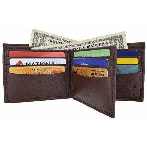 Bifold Mens Genuine Leather Center Flap Multi Card Holder Wallet Image 6