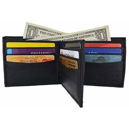 Bifold Mens Genuine Leather Center Flap Multi Card Holder Wallet Image 7