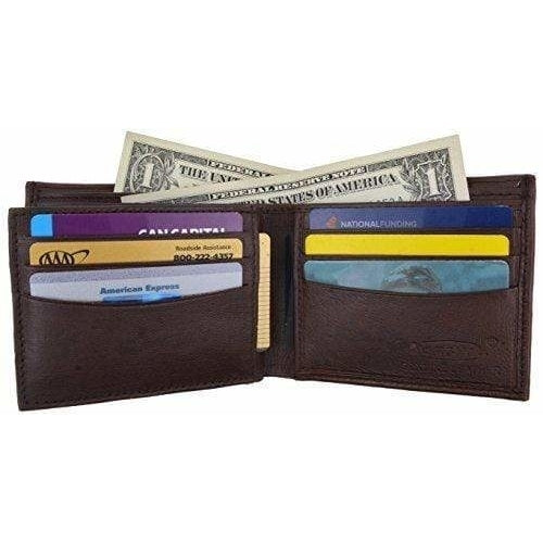 Bifold Mens Genuine Leather Center Flap Multi Card Holder Wallet Image 8