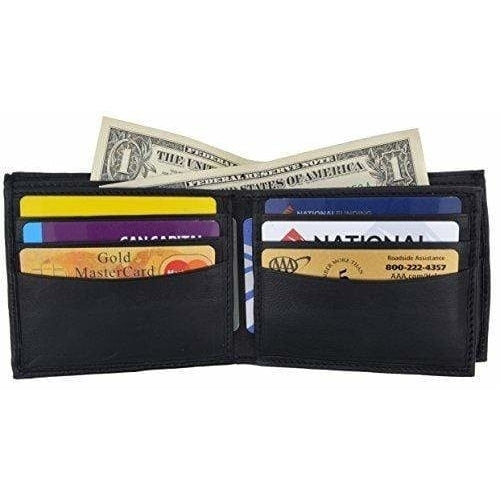 Bifold Mens Genuine Leather Center Flap Multi Card Holder Wallet Image 9