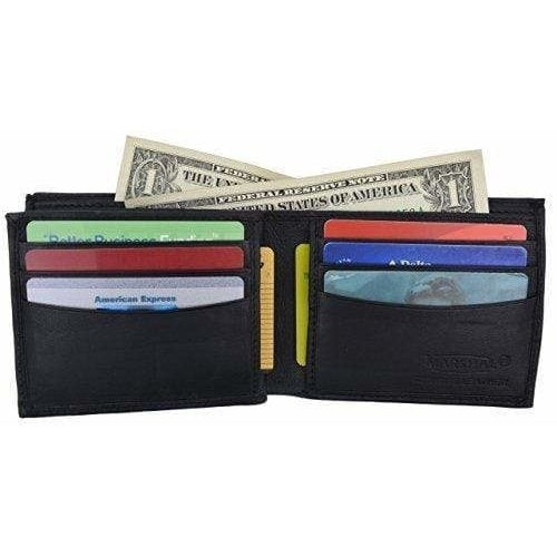Bifold Mens Genuine Leather Center Flap Multi Card Holder Wallet Image 10