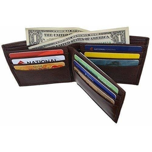 Bifold Mens Genuine Leather Center Flap Multi Card Holder Wallet Image 11