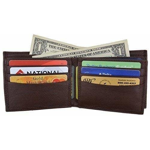 Bifold Mens Genuine Leather Center Flap Multi Card Holder Wallet Image 12