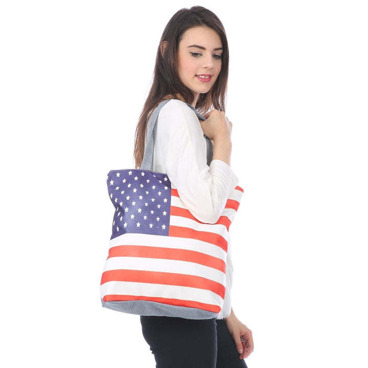 Beach Americana Flag Baseball Caps and Hats Tote Handbag Stars and Stripes Handbag by Mia K. Image 1