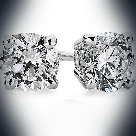 14K White Gold Filled 1.5 ct Round Brilliant Cut Stud Earring Image 1