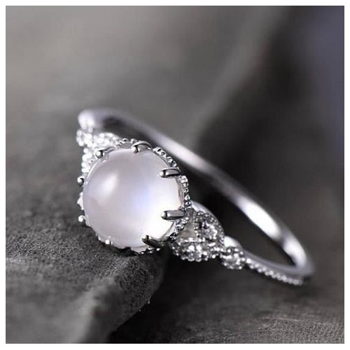 Moonstone Ring Popular style White Auberge Engagement Ring in Europe and America Image 2