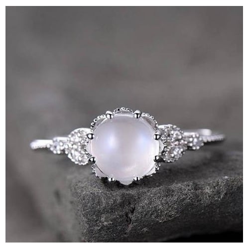 Moonstone Ring Popular style White Auberge Engagement Ring in Europe and America Image 3