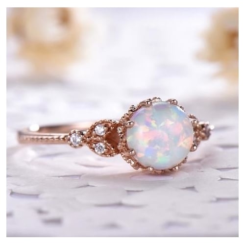 Moonstone Ring Popular style White Auberge Engagement Ring in Europe and America Image 4