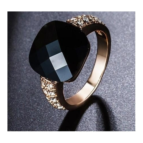 Black stone Wedding Rings for women fashion Jewelry Rose  Popular style color   engagement ring female Anel bijoux Toq Image 1
