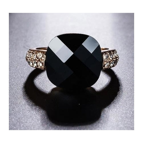 Black stone Wedding Rings for women fashion Jewelry Rose  Popular style color   engagement ring female Anel bijoux Toq Image 2