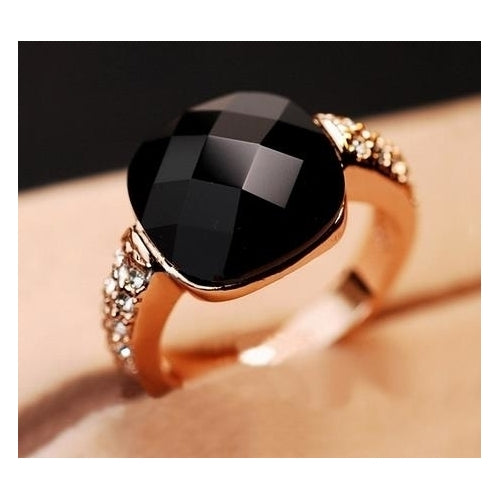 Black stone Wedding Rings for women fashion Jewelry Rose  Popular style color   engagement ring female Anel bijoux Toq Image 3