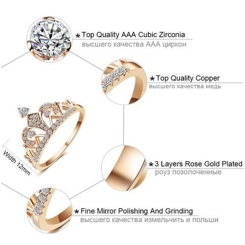 Princess Crown Rings for women AAA cubic Artificial zirconia micro pave setting engagement wedding rings female Anel Image 2