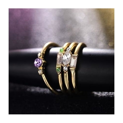 4 Pcs/set   Artificial zircon  Popular style Ring Set   Vintage Bohemian Women Engagement Party Ring Set Jewelry Image 2