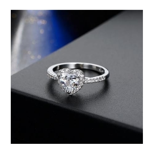 Fashion Heart Shaped Wedding Rings Womens Artificial zircon Engagement Rings Glamour Jewelry Image 2