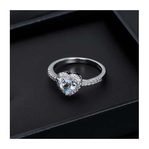 Fashion Heart Shaped Wedding Rings Womens Artificial zircon Engagement Rings Glamour Jewelry Image 3