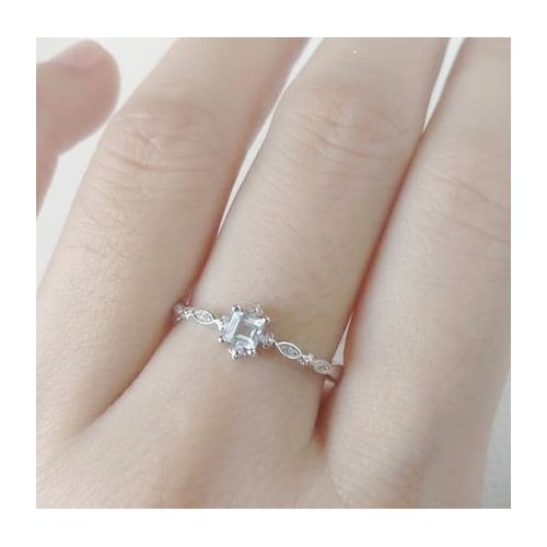 Dainty Blue Ring for Women Simple Style Square Engagement Finger Ring ladys Fashion Jewelry bague R4 Image 2