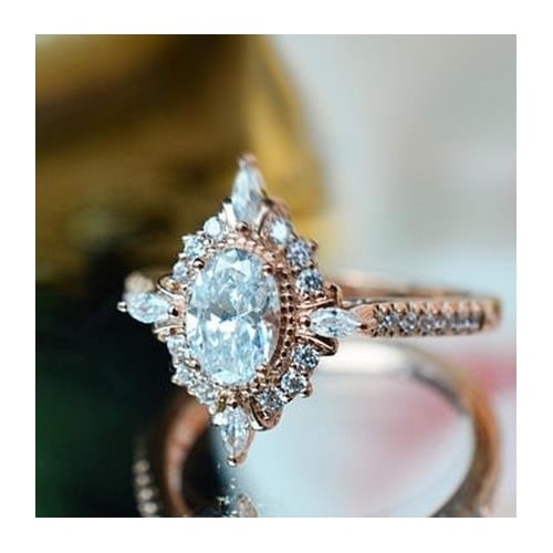 Vintage Rings for Women Magic Mirror Retro Rings with Gift Box Rose Popular style Finger Ring Female Wedding Jewelry Image 1