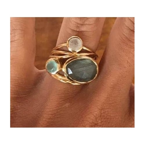 Geometric Vintage Colorful Oval Fire Opal Rings For Women Popular style Color Eternity Engagement Rings Jewelry For Image 1