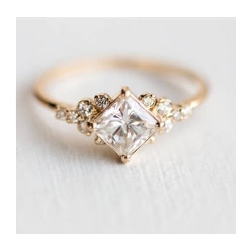 Geometric Square CZ Rings for Women Wedding Popular style Color Rhinestone Female Finger Rings for ladys Charm Jewelry Image 1