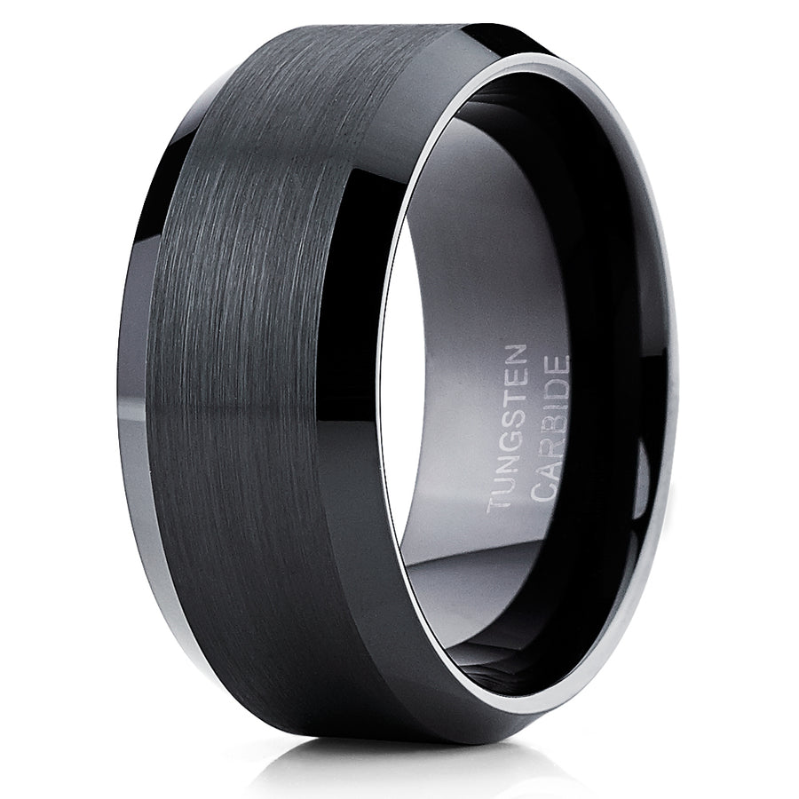 10mm Black Tungsten Ring Anniversary Ring Men and Women Black Tungsten Ring Unique Tungsten Ring Comfort Fit Image 1