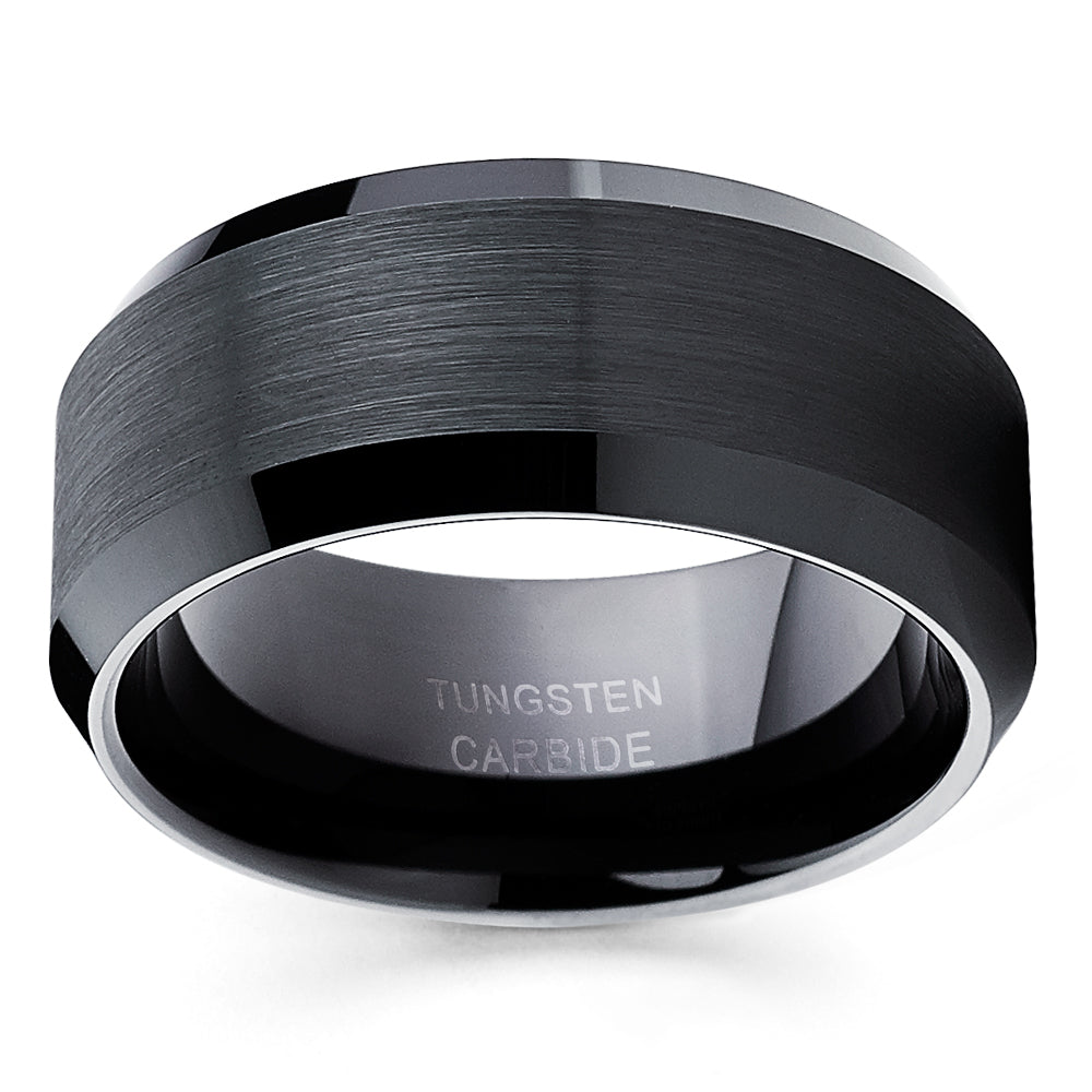10mm Black Tungsten Ring Anniversary Ring Men and Women Black Tungsten Ring Unique Tungsten Ring Comfort Fit Image 2
